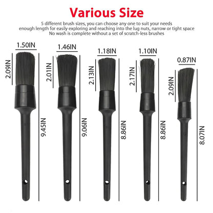 5PC Car Detailing Brush Kit Interior & Exterior